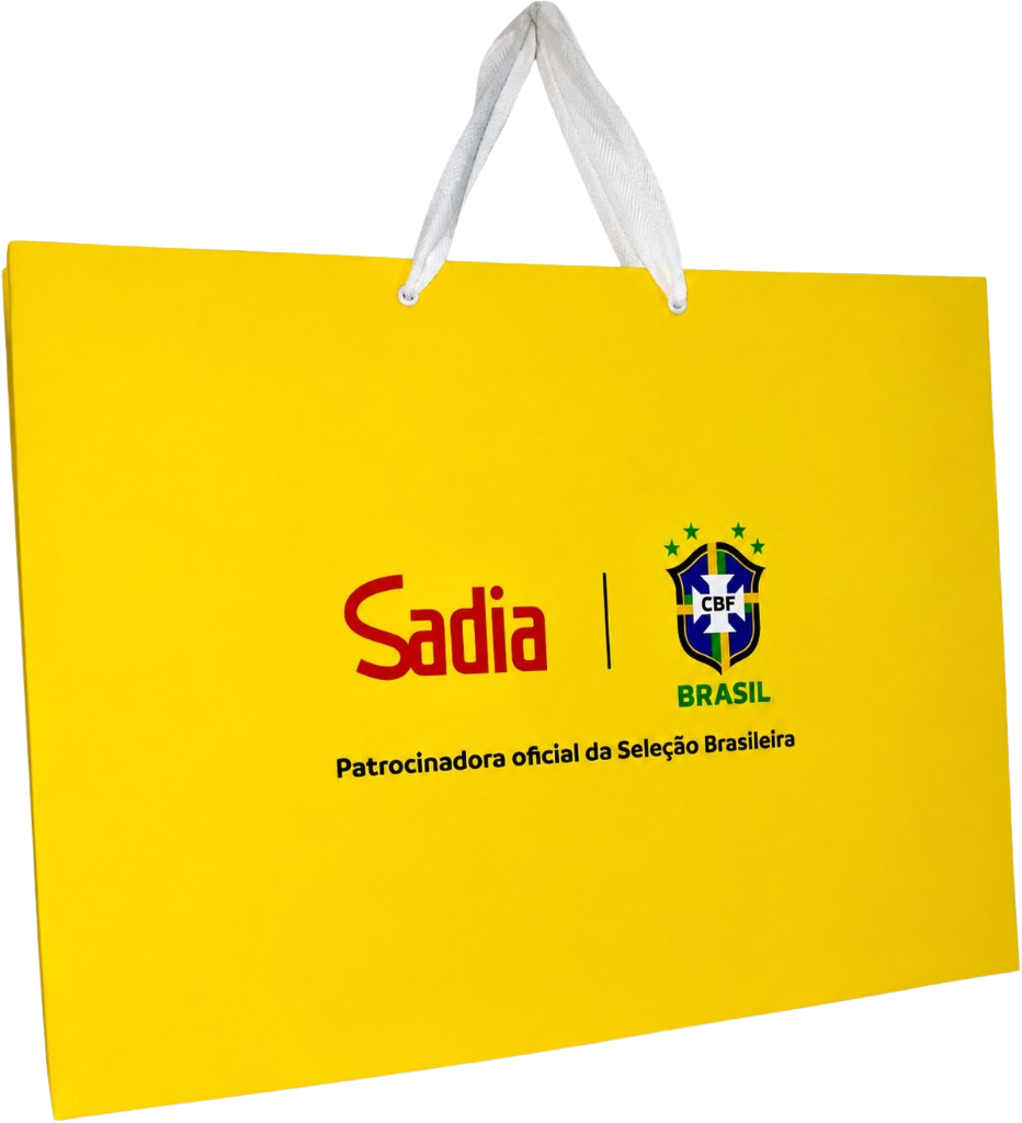 Sacola personalizada Sadia — patrocinadora oficial da Seleção Brasileira